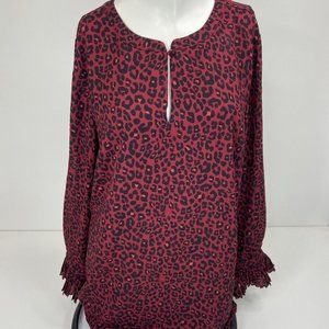Ann Taylor Loft Women’s Red Leopard Print Blouse M